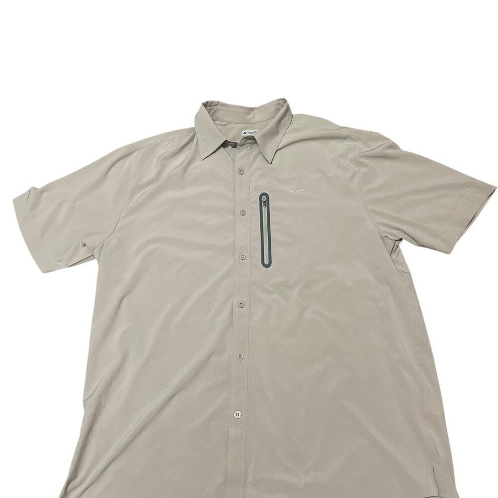 Columbia GRT Khaki Polyester Spandex Super Stretch Outdoors Shirt Men's Sz XL